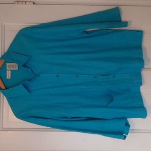 White Stag Linen/Rayon Top 3/4 Sleeve Neptune Blue
